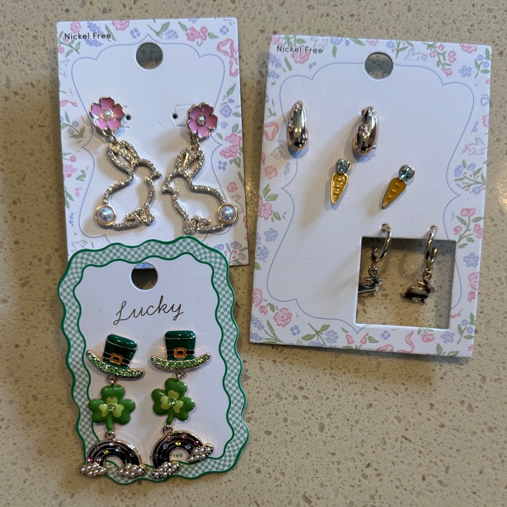 Lucky Brand Kids Earring Set - Green, Pink, Gold, Silver